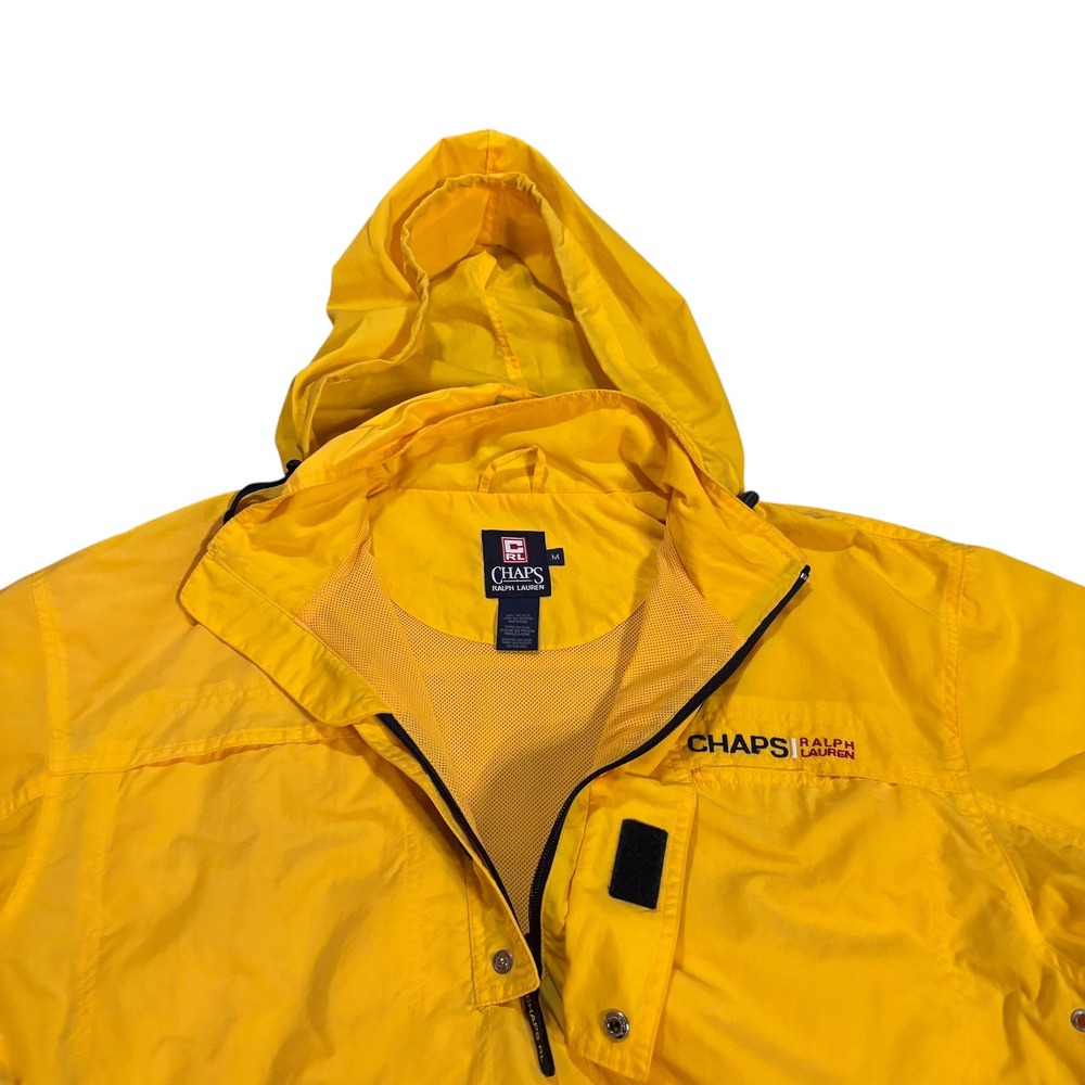 Chaps Ralph Lauren Mens Yellow Anorak Windbreaker Jacket Hooded Vintage Size M‎ - Picture 5 of 12